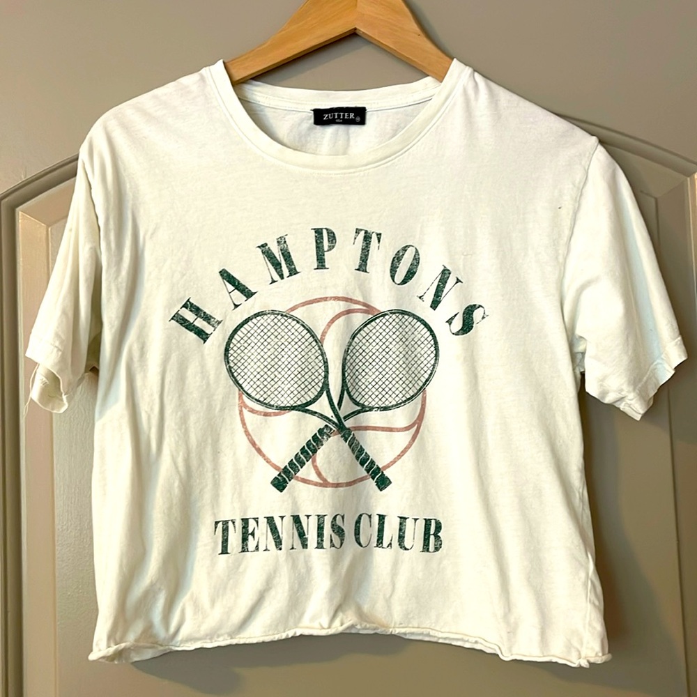 Cropped raw edge Tennis Club tee shirt size Medium